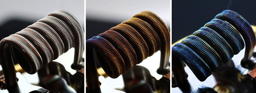 Test du dripper Z RDA - Geek Vape 47 Les différentes couleurs du coil pendant le rodage