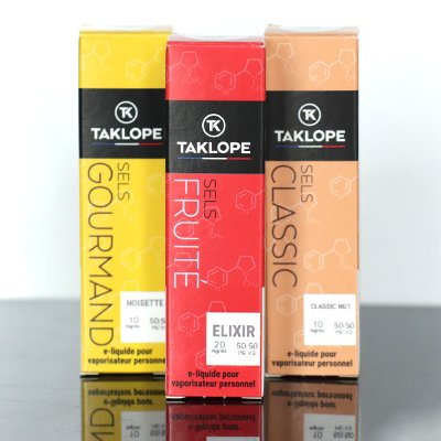 E-Liquides & DIY Taklope : 19 saveurs, des inédits, de grands retour et toujours un petit prix ! 32 Voir les e-liquides Taklope Classique 10ml sels de nicotine