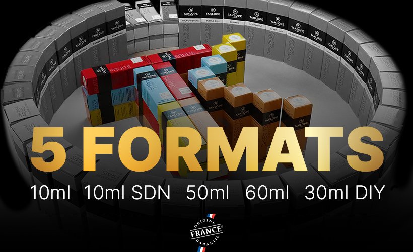 E-Liquides & DIY Taklope : 19 saveurs, des inédits, de grands retour et toujours un petit prix ! 30 nouveaux eliquides taklope formatsb