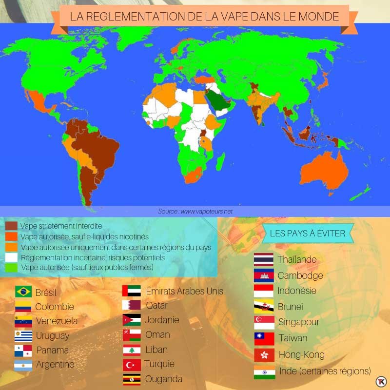 Le Guide du vapoteur en vacances - édition 2019 27 Reglementation vape monde TK jpeg