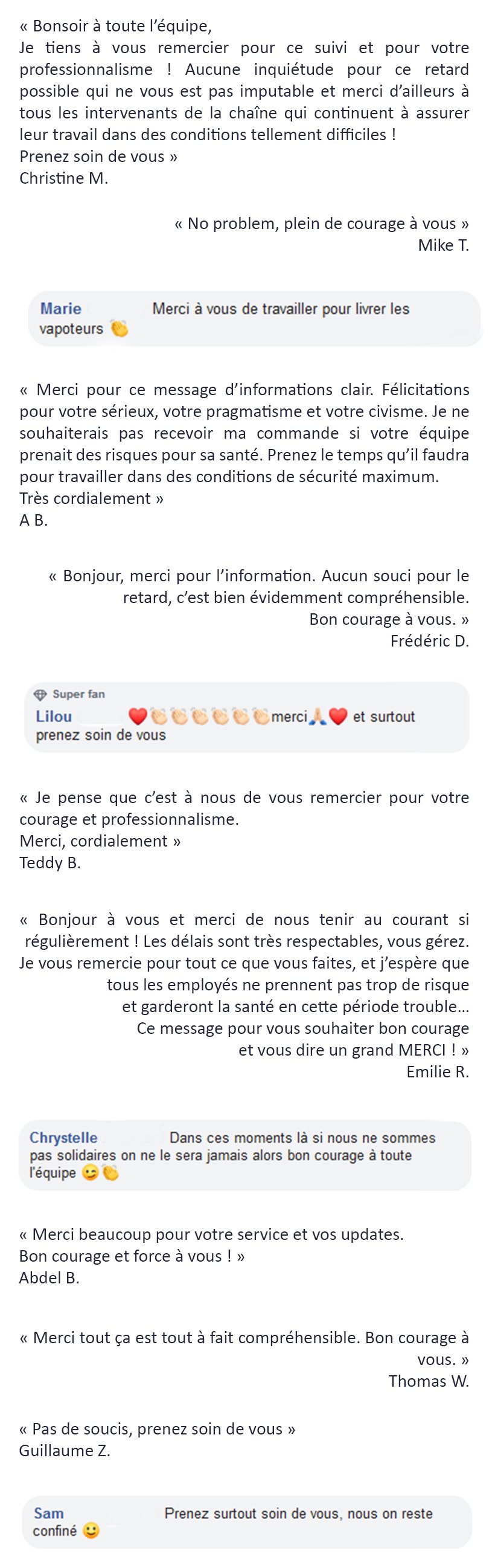 COVID-19 : Taklope se réorganise ! 14 Messages de remerciements des clients Taklope