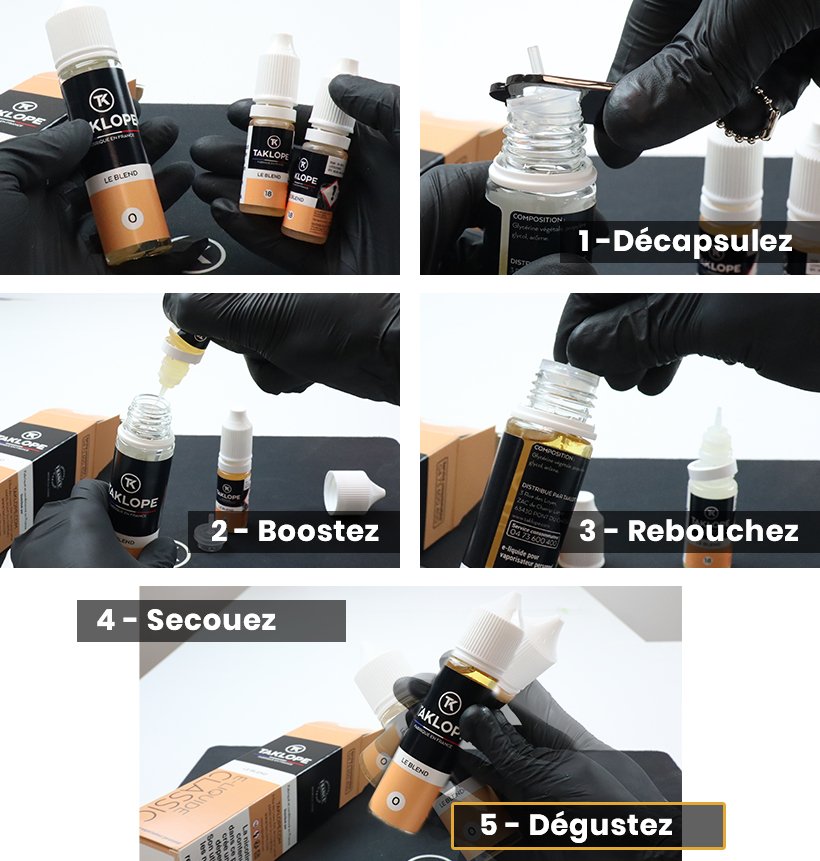 50ml boosté. Pack 60ml. Quel TK grand format choisir ? 18 Comment booster un e-liquide Taklope 60ml ?
