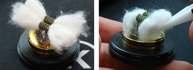 Test du dripper Z RDA - Geek Vape 43 Mise en place des mèches dans le dripper Z RDA Geek Vape