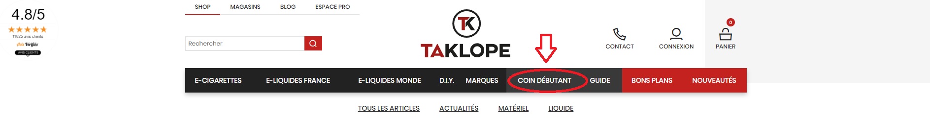 Le coin débutant, la page incontournable pour tous les vapoteurs. 4 visu coin débutant