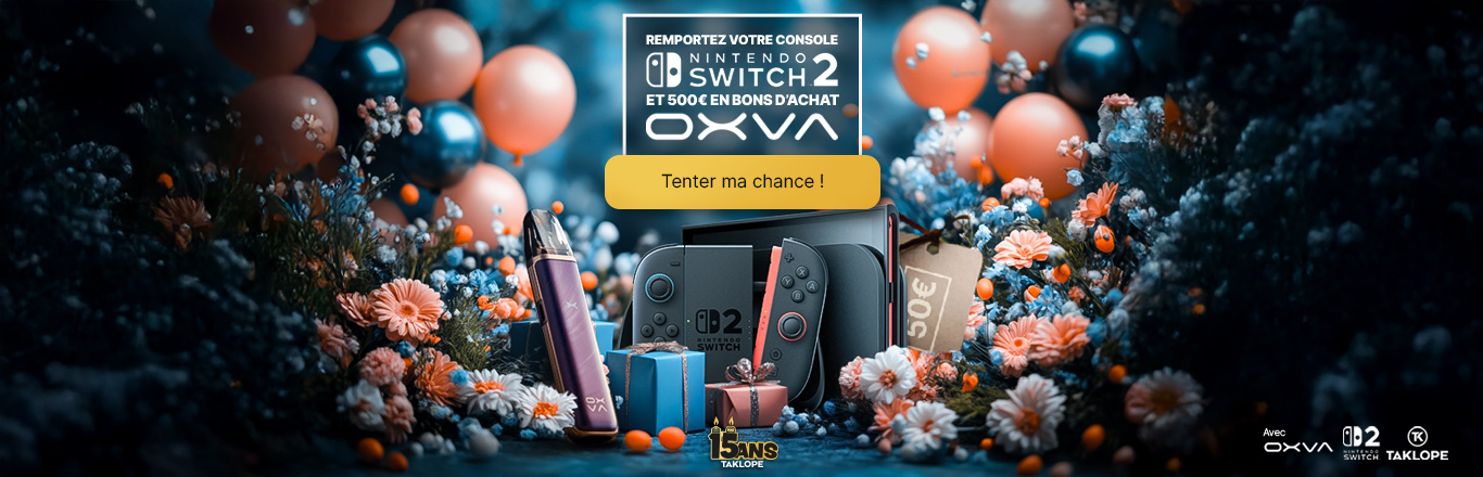 Une Nintendo Switch 2 et 500€ de bons cadeaux mis en jeu avec Oxva et Taklope